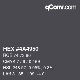 颜色代码: HEX #4A4950 | qconv.com
