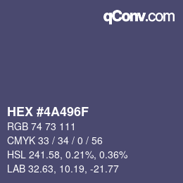 颜色代码: HEX #4A496F | qconv.com