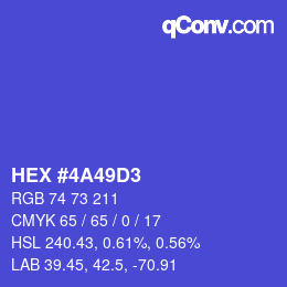 Color code: HEX #4A49D3 | qconv.com