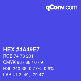 Color code: HEX #4A49E7 | qconv.com
