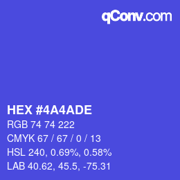 颜色代码: HEX #4A4ADE | qconv.com
