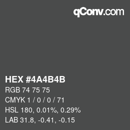 颜色代码: HEX #4A4B4B | qconv.com