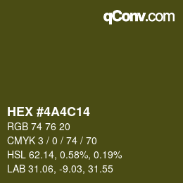 Color code: HEX #4A4C14 | qconv.com