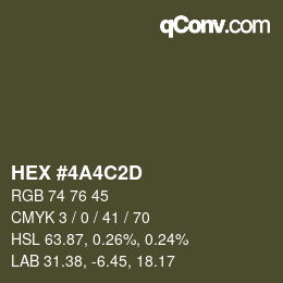 Color code: HEX #4A4C2D | qconv.com