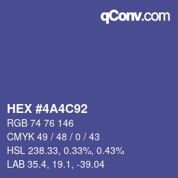 Color code: HEX #4A4C92 | qconv.com