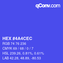 Color code: HEX #4A4CEC | qconv.com
