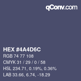 Farbcode: HEX #4A4D6C | qconv.com