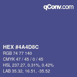 Color code: HEX #4A4D8C | qconv.com