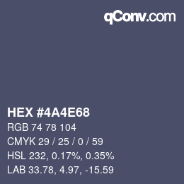 Color code: HEX #4A4E68 | qconv.com