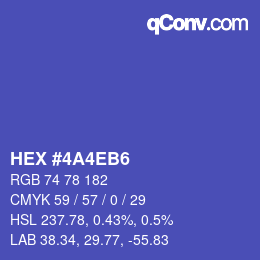 Color code: HEX #4A4EB6 | qconv.com