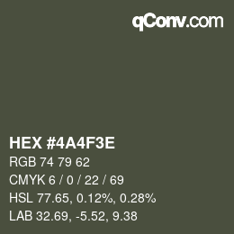 Color code: HEX #4A4F3E | qconv.com