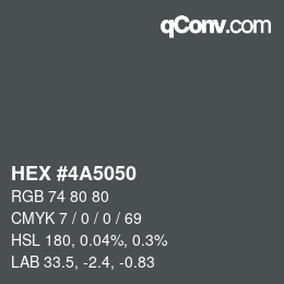 颜色代码: HEX #4A5050 | qconv.com