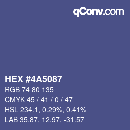 Color code: HEX #4A5087 | qconv.com