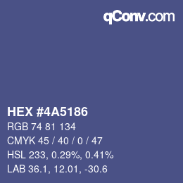 Color code: HEX #4A5186 | qconv.com