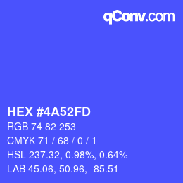 カラーコード: HEX #4A52FD | qconv.com