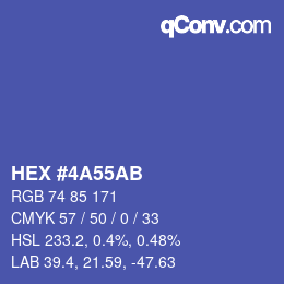 Color code: HEX #4A55AB | qconv.com
