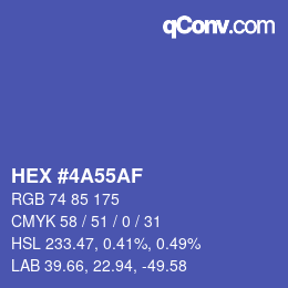 Color code: HEX #4A55AF | qconv.com