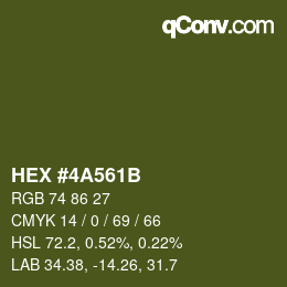 Color code: HEX #4A561B | qconv.com