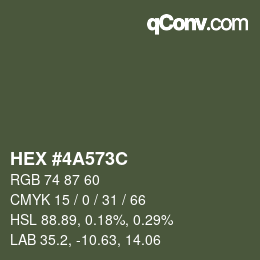 Color code: HEX #4A573C | qconv.com