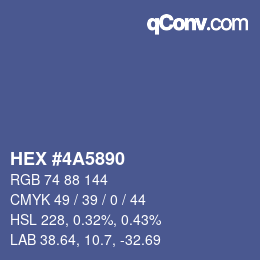 Color code: HEX #4A5890 | qconv.com