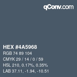 Farbcode: HEX #4A5968 | qconv.com