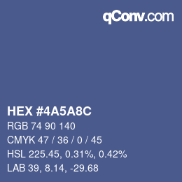 Color code: HEX #4A5A8C | qconv.com