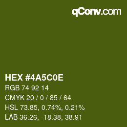 Color code: HEX #4A5C0E | qconv.com