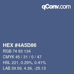 Color code: HEX #4A5D86 | qconv.com