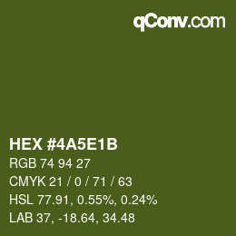 Color code: HEX #4A5E1B | qconv.com