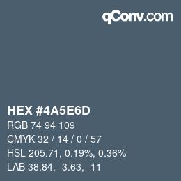 Farbcode: HEX #4A5E6D | qconv.com