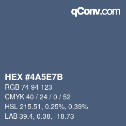 Color code: HEX #4A5E7B | qconv.com