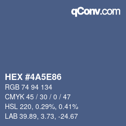 Color code: HEX #4A5E86 | qconv.com