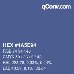Color code: HEX #4A5E94 | qconv.com