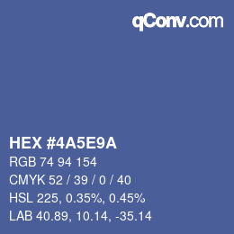 Color code: HEX #4A5E9A | qconv.com