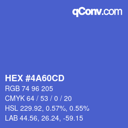 Farbcode: HEX #4A60CD | qconv.com