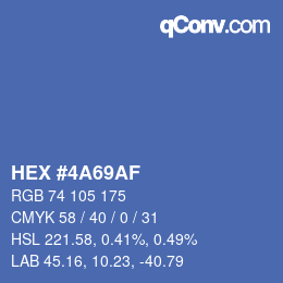 Color code: HEX #4A69AF | qconv.com