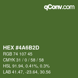 Color code: HEX #4A6B2D | qconv.com