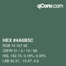Color code: HEX #4A6B5C | qconv.com