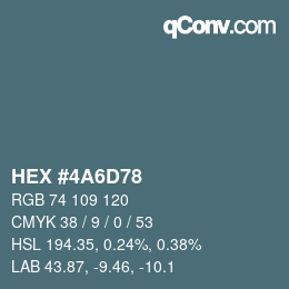 Farbcode: HEX #4A6D78 | qconv.com