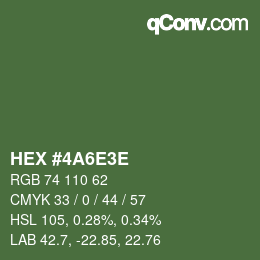 カラーコード: HEX #4A6E3E | qconv.com