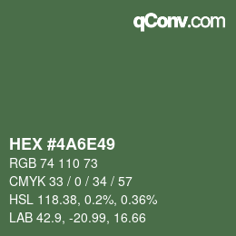 Farbcode: HEX #4A6E49 | qconv.com