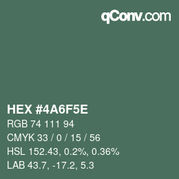 Color code: HEX #4A6F5E | qconv.com