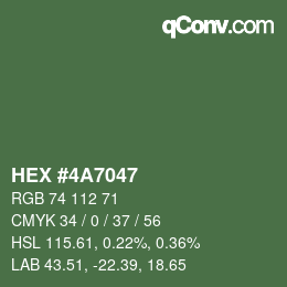 Color code: HEX #4A7047 | qconv.com