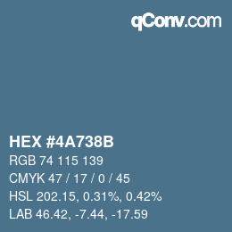 Color code: HEX #4A738B | qconv.com
