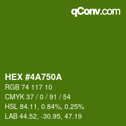 Color code: HEX #4A750A | qconv.com