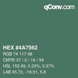 カラーコード: HEX #4A7562 | qconv.com