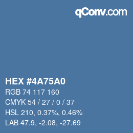 Color code: HEX #4A75A0 | qconv.com
