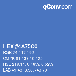カラーコード: HEX #4A75C0 | qconv.com