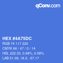 カラーコード: HEX #4A75DC | qconv.com