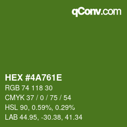 Color code: HEX #4A761E | qconv.com